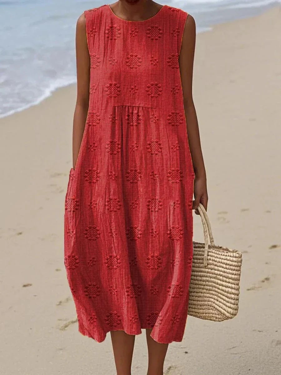 Orlena | Vestido maxi de verano sin mangas con bordados