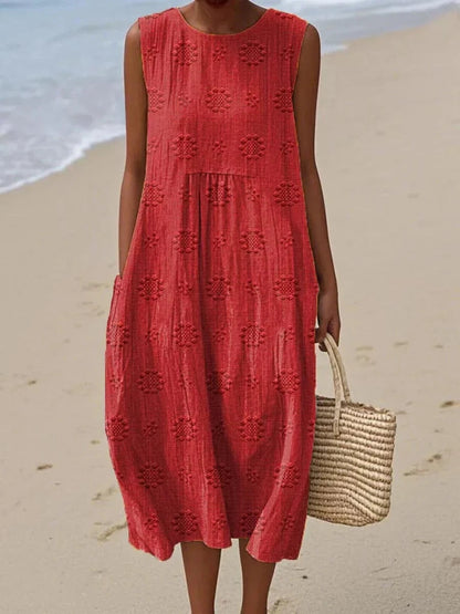 Orlena | Vestido maxi de verano sin mangas con bordados
