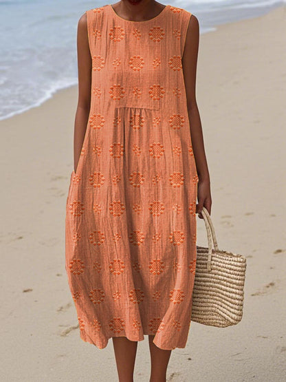 Orlena | Vestido maxi de verano sin mangas con bordados