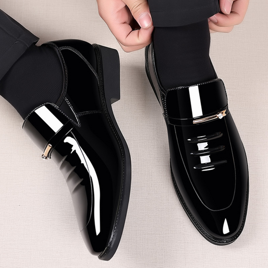 Kalem | Mocasines elegantes para hombre sin cordones con acabado brillante