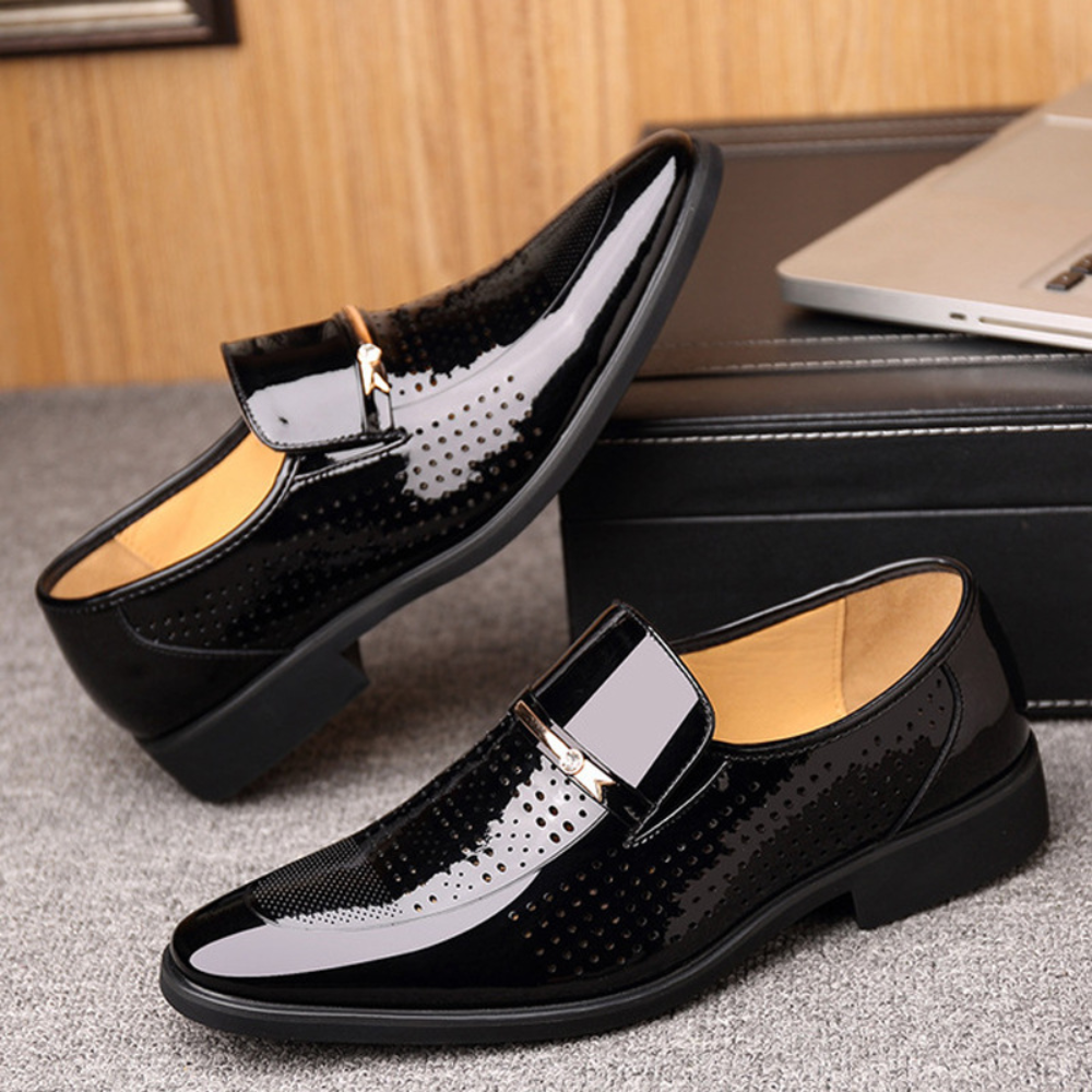 Kalem | Mocasines elegantes para hombre sin cordones con acabado brillante