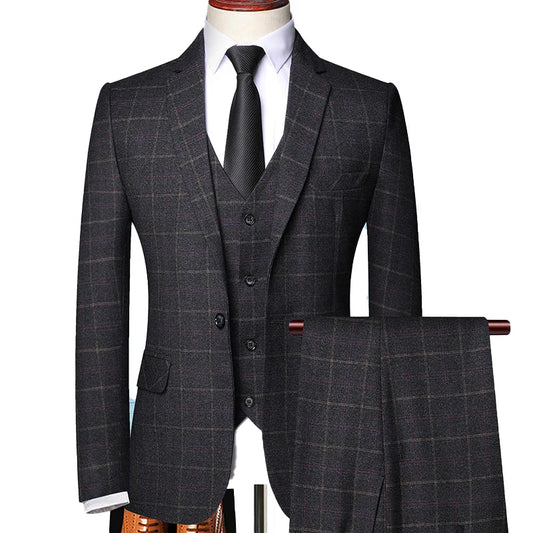 Damián | Traje de primavera para hombre de tres piezas con cuadros finos