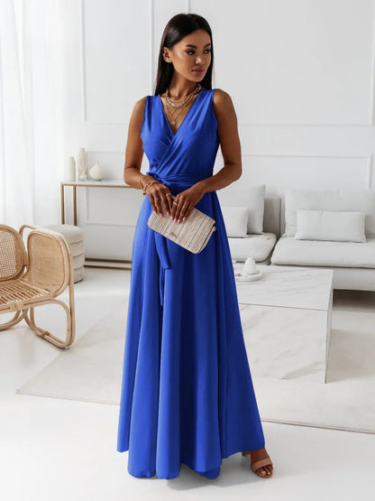 Aurea | Maxikleid mit Gürtel und V-Ausschnitt für Damen
