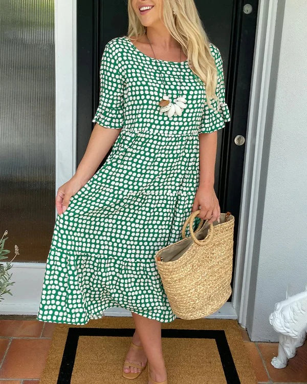 Dalia | Midikleid für Damen im Sommer mit Muster und Lagen  