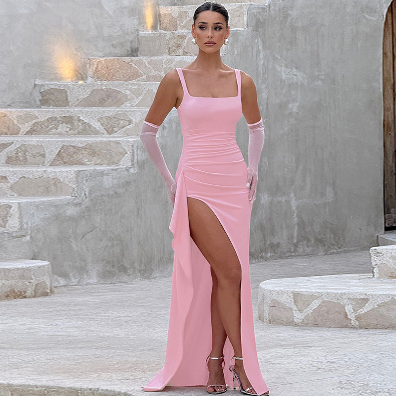 Celli | Vestido Largo Elegante con Escote en V y Espalda Abierta