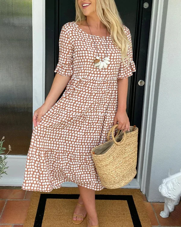 Dalia | Midikleid für Damen im Sommer mit Muster und Lagen  