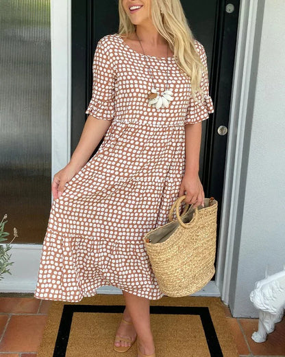 Dalia | Midikleid für Damen im Sommer mit Muster und Lagen  