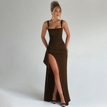 Celli | Vestido Largo Elegante con Escote en V y Espalda Abierta