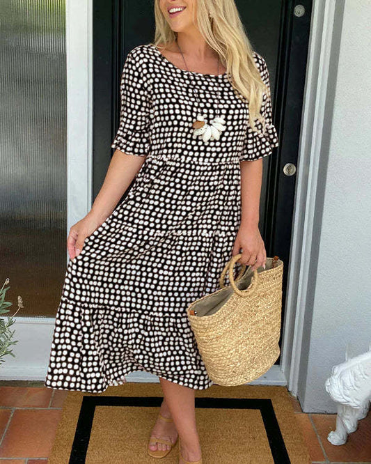 Dalia | Vestido midi para mujer de verano con estampado y capas