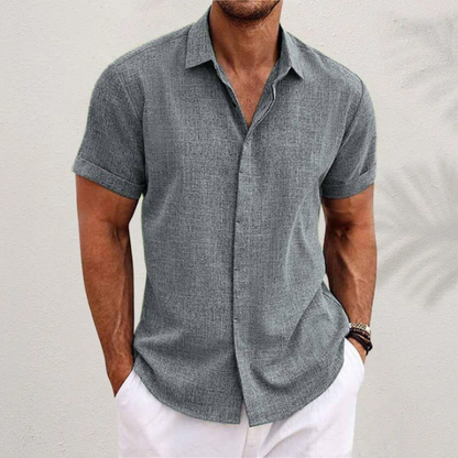 Evaristo | Camisa de manga corta con cuello abierto recto