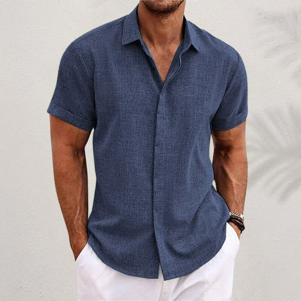 Evaristo | Camisa de manga corta con cuello abierto recto