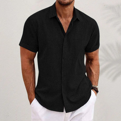 Evaristo | Camisa de manga corta con cuello abierto recto