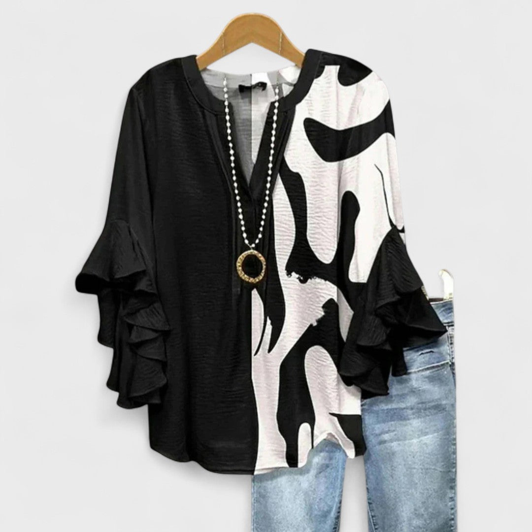 Selia | Blusa Floral con Manga Acampanada y Corte Suelto para Mujer