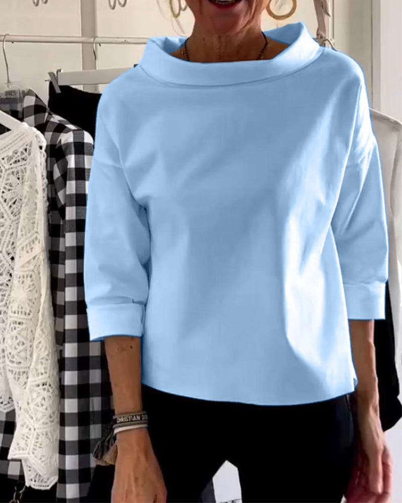 Xaviera | Top de punto para mujer con cuello barco y manga tres cuartos | Cómodo