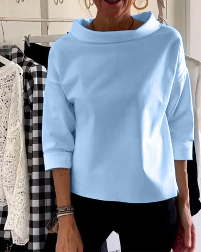 Xaviera | Top de punto para mujer con cuello barco y manga tres cuartos | Cómodo