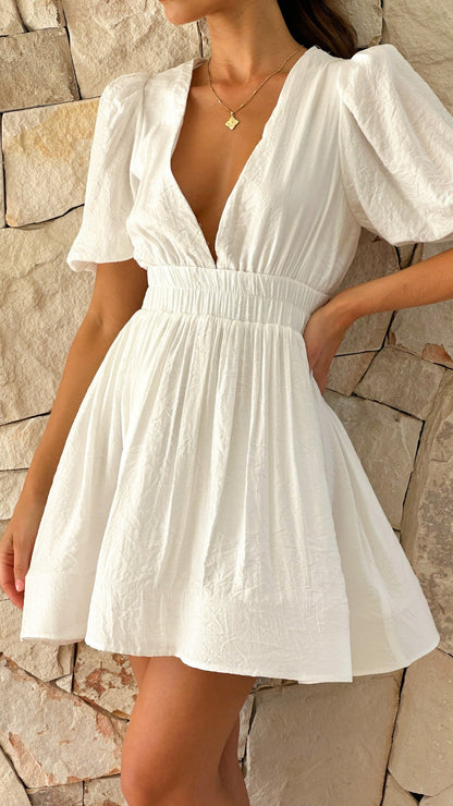 Darsela | Robe courte de printemps à manches bouffantes pour femme