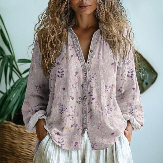 Rabella | Blusa Floral de Manga Larga con Corte Suelto