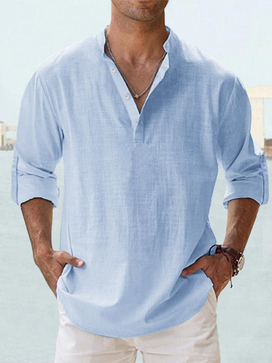 Hugo | Camisa de verano con cuello mao y manga larga casual