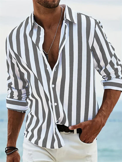 Antonio | Camisa para hombre de rayas con cuello abierto