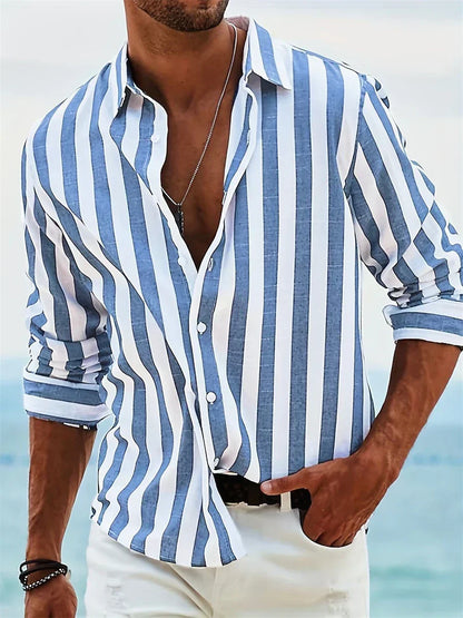 Antonio | Camisa para hombre de rayas con cuello abierto