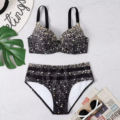 Ana | Bikini de cintura alta con tirantes y estampado tropical