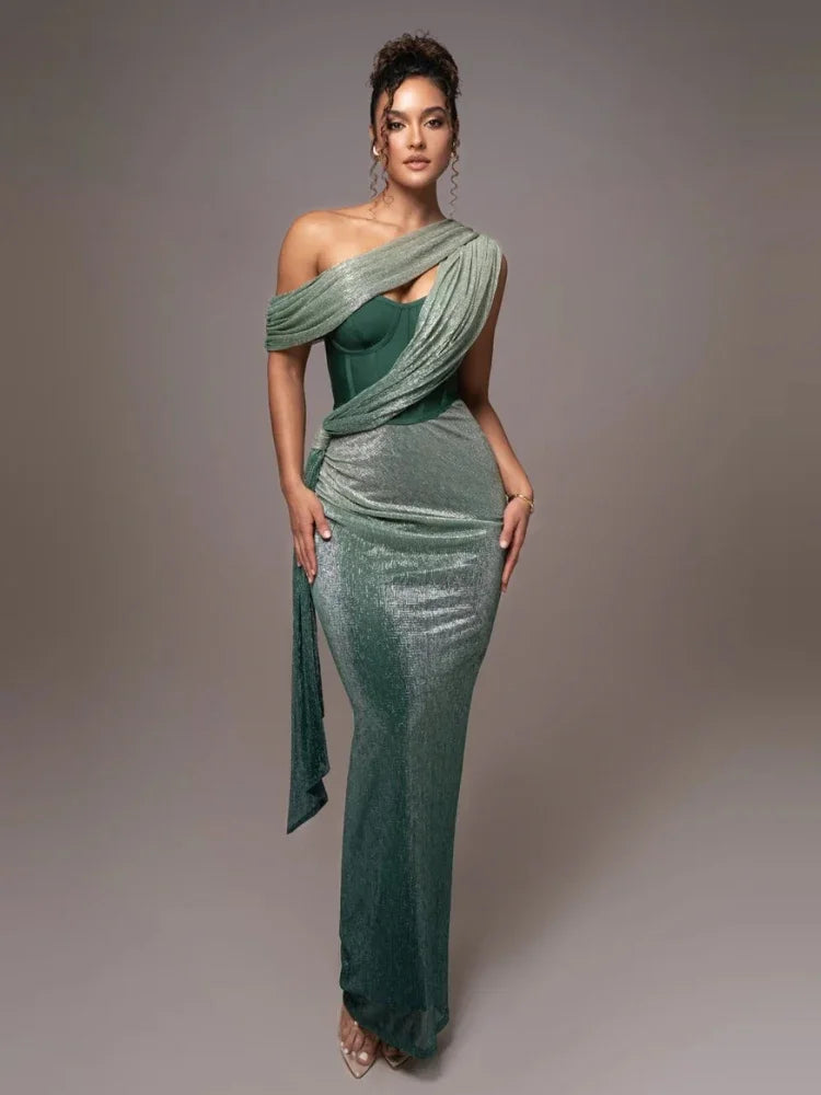 Alicia | Vestido de noche de un solo hombro elegante para mujer