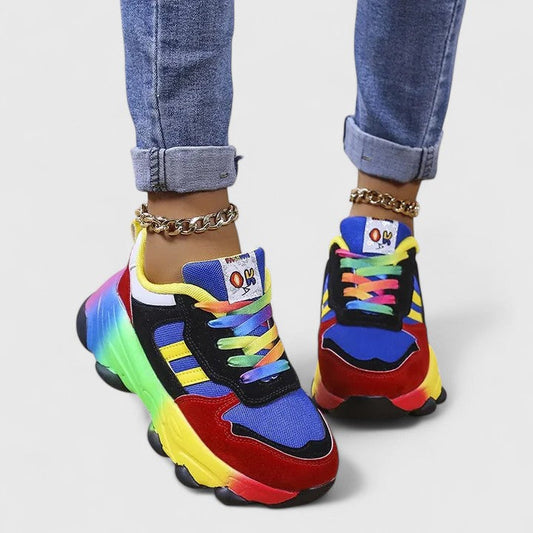Zenara | Zapatillas de plataforma de primavera para mujer con suela gruesa | Multicolor