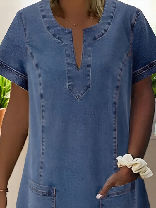 Elena | Vestido corto para mujer con manga corta y bolsillos