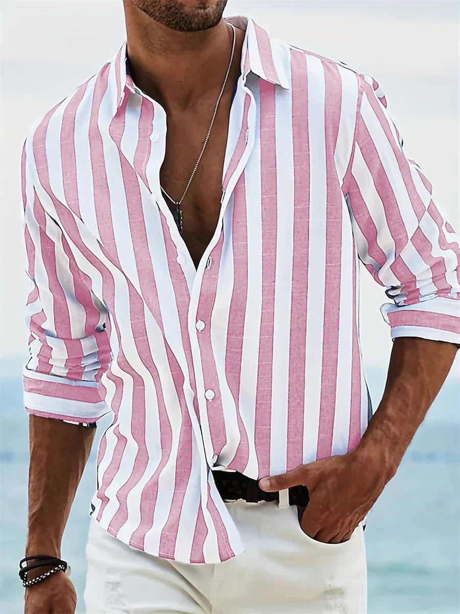 Antonio | Camisa para hombre de rayas con cuello abierto