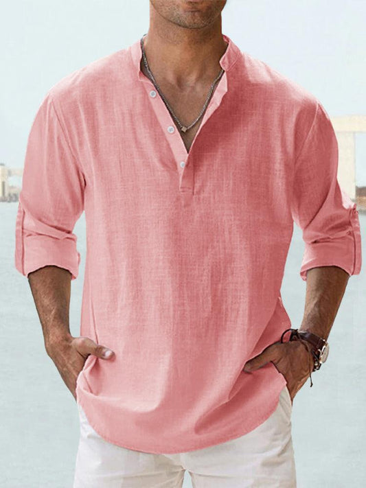 Hugo | Camisa de verano con cuello mao y manga larga casual