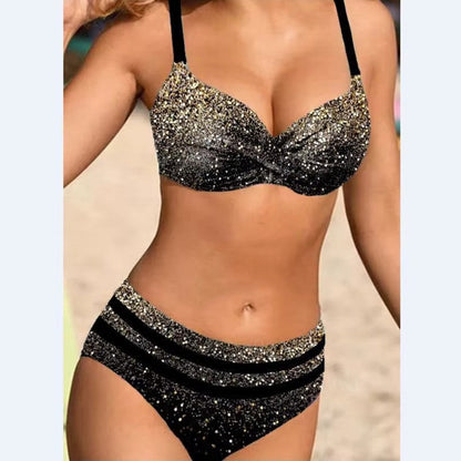 Ana | Bikini de cintura alta con tirantes y estampado tropical