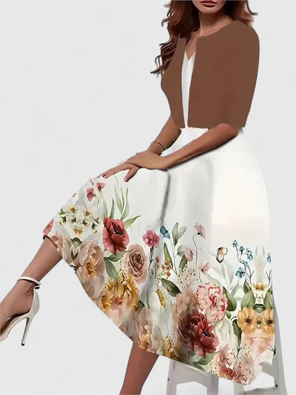 Azucena | Robe midi élégante à imprimé floral