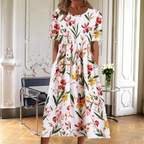 Amapola | Vestido midi para mujer de verano con estampado botánico