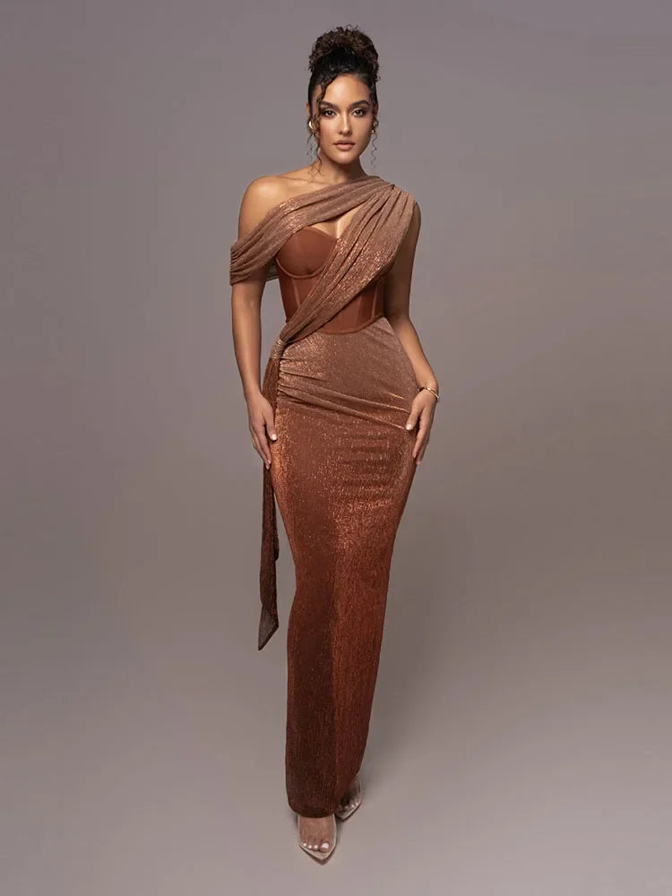 Alicia | Vestido de noche de un solo hombro elegante para mujer