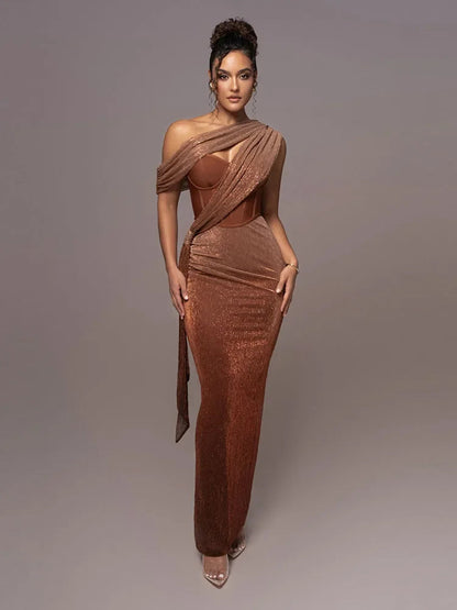 Alicia | Vestido de noche de un solo hombro elegante para mujer