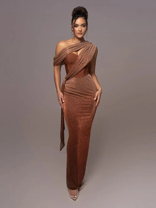 Alicia | Vestido de noche de un solo hombro elegante para mujer