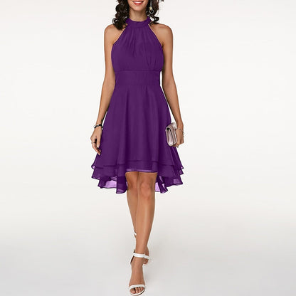 Emma | Vestido corto elegante de mujer con cuello halter y caída fluida
