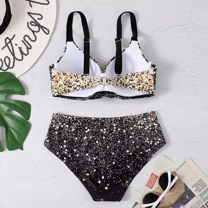 Ana | Bikini de cintura alta con tirantes y estampado tropical