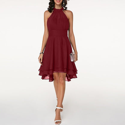 Delmara | Damen-Minikleid mit Neckholder und mehrlagigem Rock | Glockenförmig
