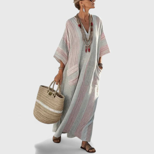 Galiana | Vestido midi bohemio para mujer con bolsillos fresco y ligero | Transpirable