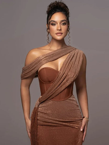 Alicia | Vestido de noche de un solo hombro elegante para mujer