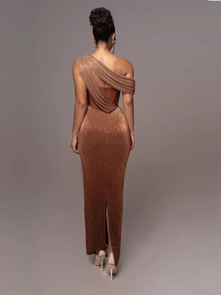 Alicia | Vestido de noche de un solo hombro elegante para mujer