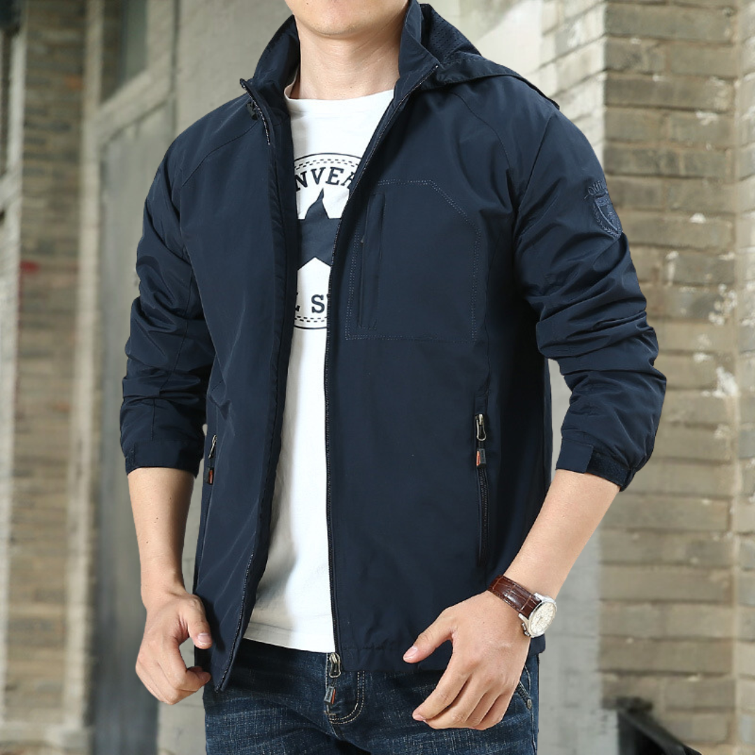 David | Chaqueta ligera para hombre con cuello alto y cremallera