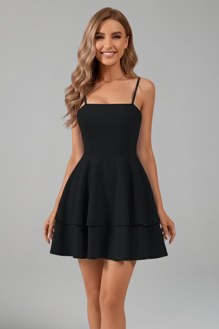 Elvira | Minikleid für Damen mit dünnen Trägern und ausgestelltem Rock
