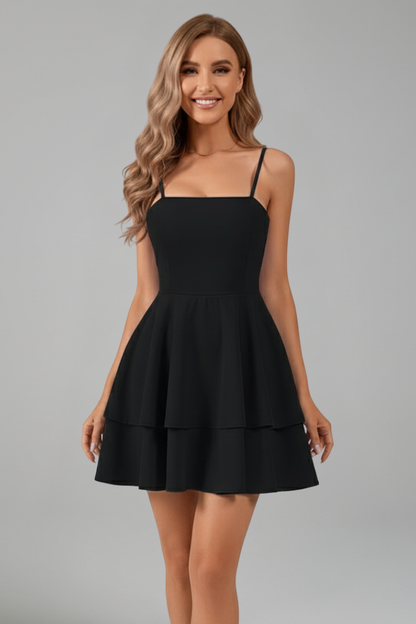 Elvira | Minikleid für Damen mit dünnen Trägern und ausgestelltem Rock
