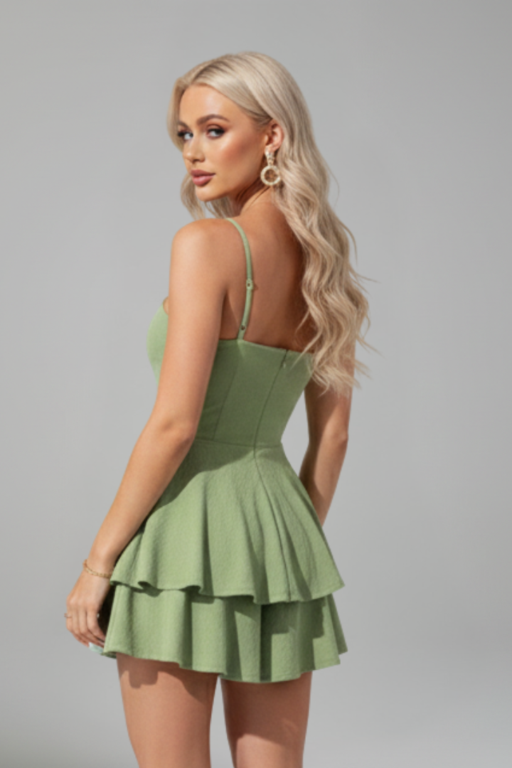 Elvira | Minikleid für Damen mit dünnen Trägern und ausgestelltem Rock