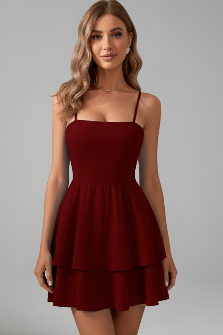 Elvira | Minikleid für Damen mit dünnen Trägern und ausgestelltem Rock
