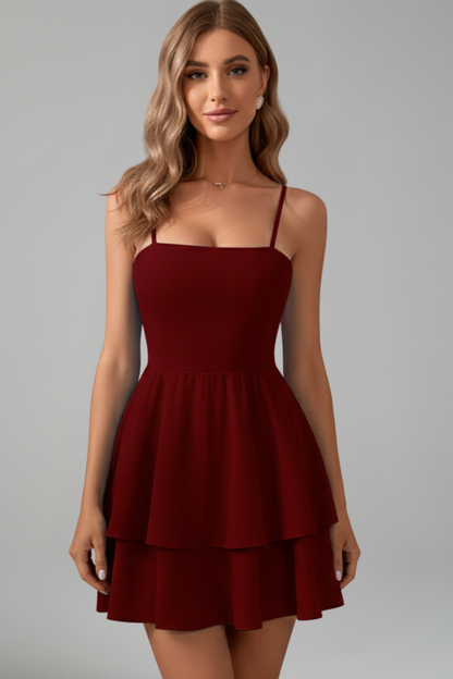 Elvira | Minikleid für Damen mit dünnen Trägern und ausgestelltem Rock