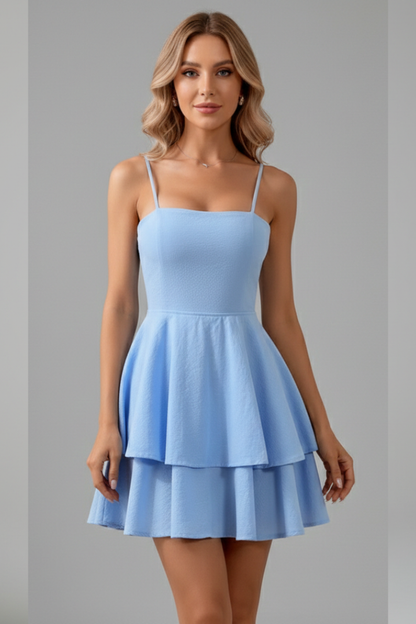 Elvira | Minikleid für Damen mit dünnen Trägern und ausgestelltem Rock