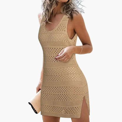 Victoria | Strandkleid für Damen mit V-Ausschnitt und Lochmuster  